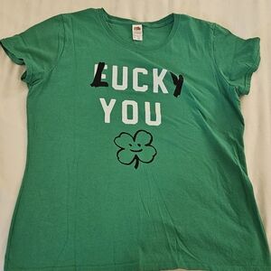 Green 'Lucky You' Graphic T-Shirt
